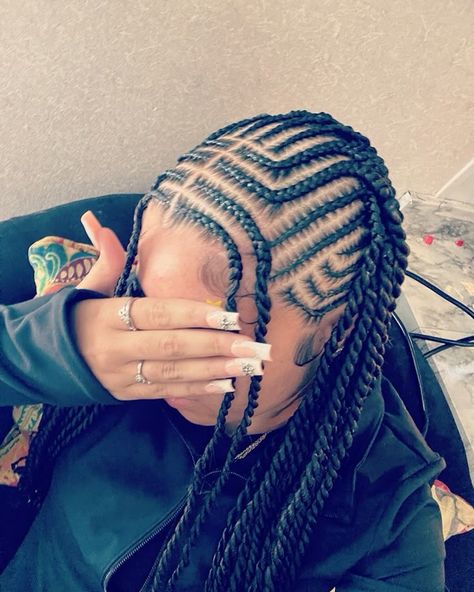 Braid Inspos For Black Women, Fulani Braids All Back, New Fulani Braids, Fu Lani Braids, Fulani Braids Into Twists, Fulani Passion Twists With Curls, Fulani Braids Passion Twist, Fulani Braids No Edges, Island Twist Fulani