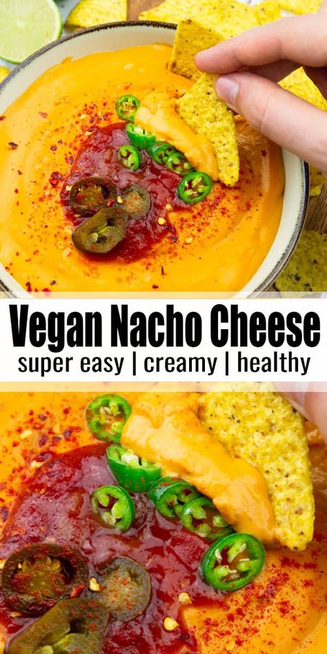 You will absolutely love this vegan nacho cheese! It's super creamy, rich, and slightly spicy. And it's just bursting with flavor! We simply can't get enough of it around here! #vegan #veganrecipes #healthy