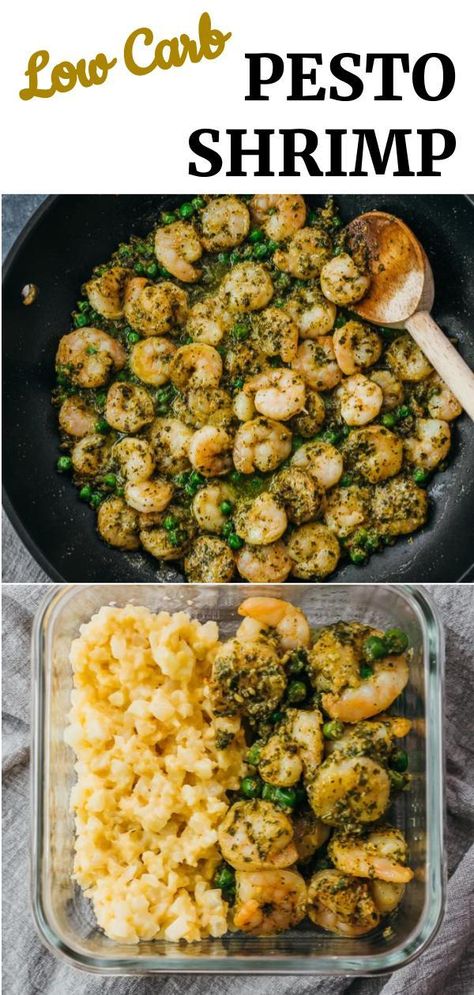 Keto Recipes With Pesto Sauce, Low Carb Meals Fish, Healthy Carb Alternatives, Shrimp Cauliflower Recipes, Low Carb Pesto Recipe, Pesto Keto Recipes, Shrimp And Riced Cauliflower Recipes, Low Carb Pesto Meals, Cauliflower Rice With Shrimp