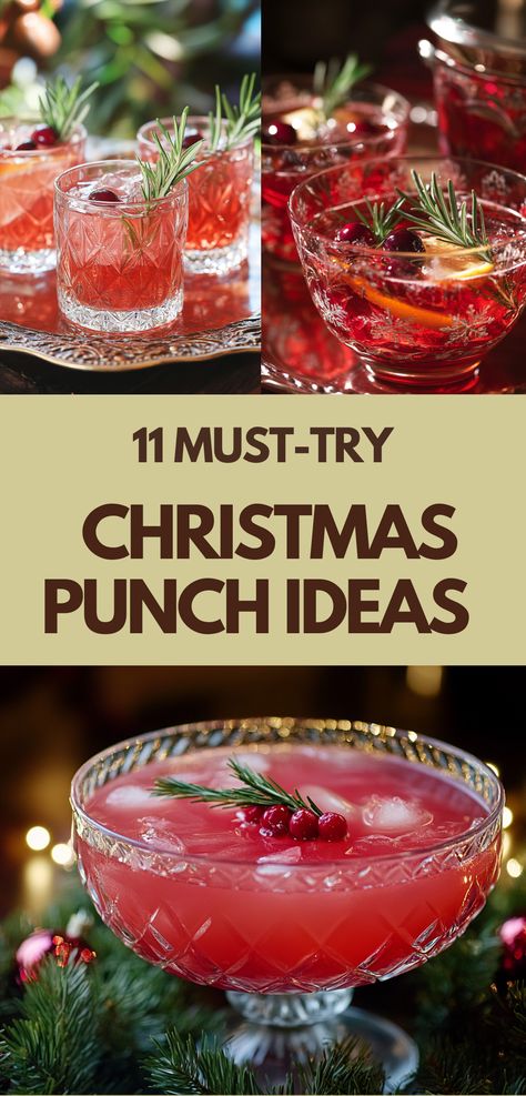 Easy-to-make holiday punch with sparkling citrus and cranberry, garnished with rosemary sprigs and served in decorative glasses for a festive look. Winter Wonderland Punch Recipes, Prancers Punch, Holiday Cranberry Punch, Easy Christmas Punch Recipes Alcholic, Holiday Punch Cocktail, Holiday Punch Bowl Recipes, Holiday Punches Alcoholic, Cheap Punch For A Crowd, Christmas Punch Bowl Recipes Alcholic