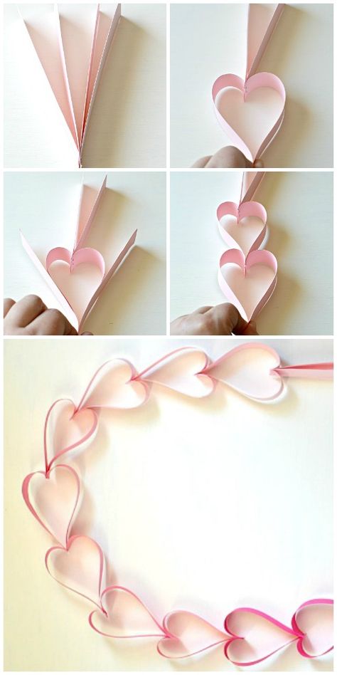 How to Make a Heart-Shaped Paper Chain for Valentine’s Day - SavvyMom Heart Chain Craft, Paper Chain Ideas, Craft Paper Flowers, Valentine Paper Crafts, Hearts Paper Crafts, Paper Chain, Diy Valentine's Day Decorations, Easy Paper Flowers, Valentine's Ideas