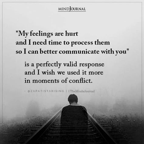 “My feelings are hurt and I need time to process them so I can better communicate with you” is a perfectly valid response and I wish we used it more in moments of conflict. - @zapatistarising Needing Time To Yourself Quotes, My Life Is Better With You In It, Feelings Are Not Facts, Someone Out There Feels Better Because, Using You Quotes, Not Communicating Quotes, I Need More Quotes Relationships, Validate Feelings Quotes, Good Communication Quotes