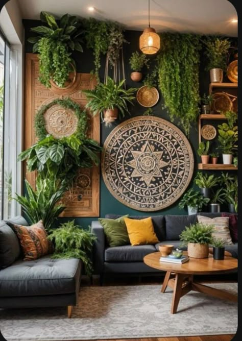 Modern Boho Living Room, Boho Chic Living Room, Casa Vintage, Inspire Me Home Decor, Room With Plants, Boho Interior, Boho Living, Boho Living Room, Room Decorating