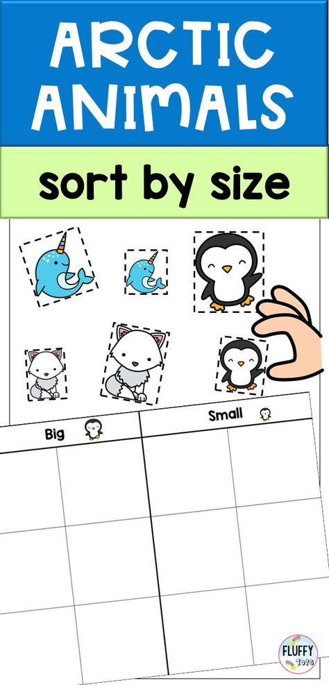 Use this Arctic Animals printables for your Winter lesson plan or Arctic Animals fine motor centers. Have your kids cut the Arctic Animals and sort them by size. Perfect for independent use. Winter Centers Preschool, Preschool Winter Animals, Weather Preschool Theme, Winter Animals Preschool Activities, Arctic Animals Printables, Arctic Animals Preschool Activities, Winter Animals Preschool, Arctic Animals Activities, Winter Theme Activities