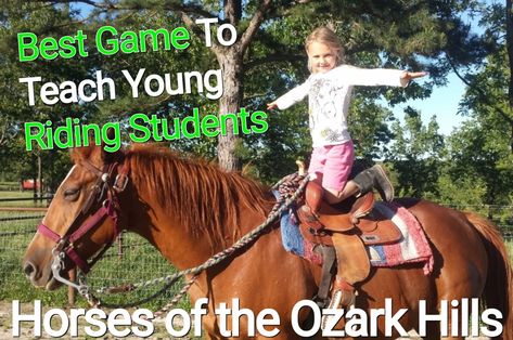 The Best Game To Teach Young Riding Students! – Horses of the Ozark Hills Teaching Horse Riding Lessons, Therapeutic Riding Games And Activities, Horse Camp Games, Riding Lesson Ideas, Horse Riding Games, Horse Riding Exercises, Horse Camp Ideas, Riding Ideas, Riding Instructor