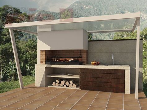 Barbacoas de diseño Barbacoa Jardin, Outdoor Bbq Area, Barbecue Design, Outdoor Barbeque, Modern Outdoor Kitchen, Outdoor Kitchen Bars, Kitchen Design Diy, Patio Kitchen, Backyard Kitchen