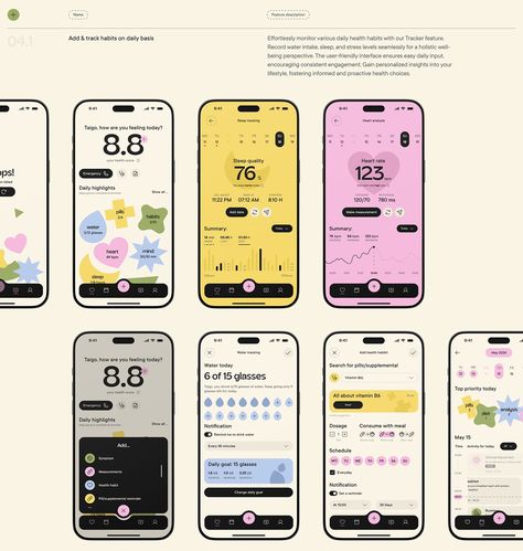 Intelly - Healthcare App UI & Branding :: Behance Application Ui Design, Health App Design, App Design Layout, Digital Healthcare, Wellness Apps, Branding Behance, App Design Inspiration, Health App, App Logo