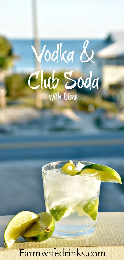 Tito's vodka and club soda with lots of lime is my favorite go-to cocktail recipe when I want a light but stiff drink at the beach or after a long day. Club Soda Drinks, Low Carb Alcohol, Picnic Potluck, Low Calorie Cocktails, Vodka Lime, Strawberry Drinks, Vodka Soda, Low Carb Drinks, Soda Drinks