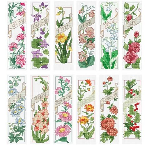 Herrschners® Bright Flowers Bookmarks Counted Cross-stitch Kit AA7 Flowers Bookmarks, Embroidery Bookmark, Thread Diy, Book Decoration, Cross Stitch Bookmark, Stitch Bookmark, Penanda Buku, Unique Cross Stitch, Canvas Embroidery