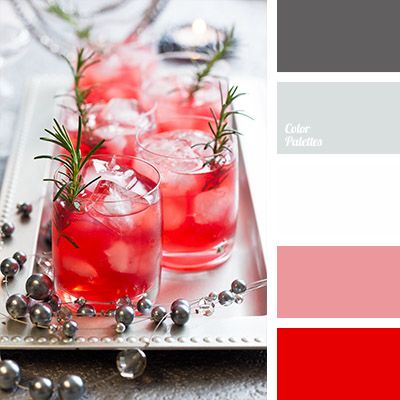 Bright red colour combined with shades of silver looks very original and fresh. Use these colours for a party decor.. Virgin Drink Recipes, Mocktail Drink, Easy Mocktails, In Color Balance, Spritzer Recipes, Rosemary Simple Syrup, Non Alcoholic Cocktails, Christmas Cocktail, Lavender Tea