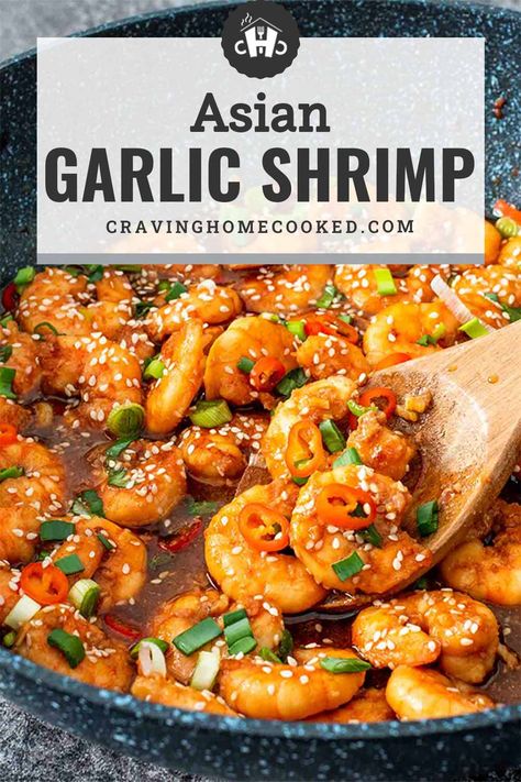 Stir-fried to perfection and then tossed in a super garlicky sauce with a hint of ginger, splash of sesame oil, and just a touch of heat, you are going to fall in love with this Asian Garlic Shrimp! It’s a super quick and easy 20-minute recipe that you can serve over rice, with noodles, or even as a starter making it an absolutely delicious, simple to make, and versatile dish! #asian #garlicshrimp #recipe Shrimp Recipes Asian Style, Best Asian Shrimp Recipe, Asian Flavored Shrimp, Shrimp With Garlic Sauce Chinese, Asian Marinade For Shrimp, Shrimp And Ginger Recipes, Garlic Shrimp Noodles Asian, Shrimp In Garlic Sauce Chinese, Thai Garlic Shrimp