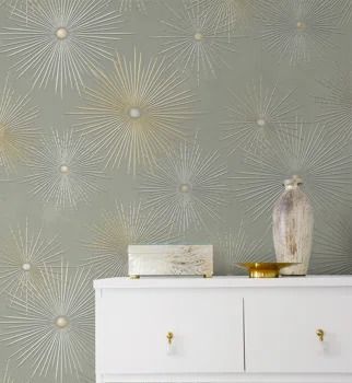 Everly Quinn Jordynne Starburst Geo Smooth 18" L X 20.5" W Peel and Stick Roll Wallpaper | Wayfair Pastor Office, Mcm Wallpaper, Geometrical Wallpaper, Cloffice Ideas, Mcm Bathroom, Wall Paper Ideas, Mid Century Modern Wallpaper, Wallpaper Crafts, Bakery Interior