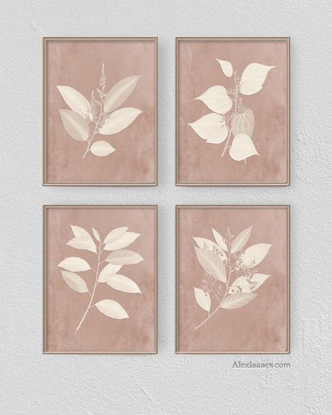 Modern Farmhouse Botanical Prints, Set of 6 Prints Chinoiserie Art Prints, Paintings Beach, Framed Botanical Art, Terracotta Blush, Farmhouse Artwork, Chinoiserie Art, Botanical Print Set, Muted Pink, Vintage Botanical Prints