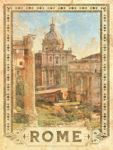 Beige Posters Vintage, Brown Poster Aesthetic Vintage, Vintage Posters To Print, Rome Poster Vintage, Old Art Poster, Vintage Travel Posters Italy, History Core Aesthetic, Retro Poster Design Vintage Prints, Vintage Pictures For Wall Collage