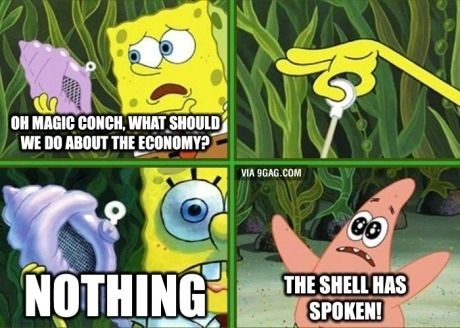 The Magic Conch episode of Spongebob Squarepants reference. | The Best Of The Internet's Response To The 2013 Government Shutdown Magic Conch Shell, Twitch Plays Pokemon, Spongebob Quotes, Spongebob Stuff, Spongebob Square Pants, Funny Spongebob, Funny Spongebob Memes, Spongebob Square, Pineapple Under The Sea