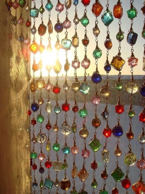 Beads Hanging From Ceiling, Yellow Kitchen Cabinets, Green Kitchen Cabinets, Deco Studio, Yellow Kitchen, Beaded Curtains, Dream Room Inspiration, Dream Apartment, Dream House Interior