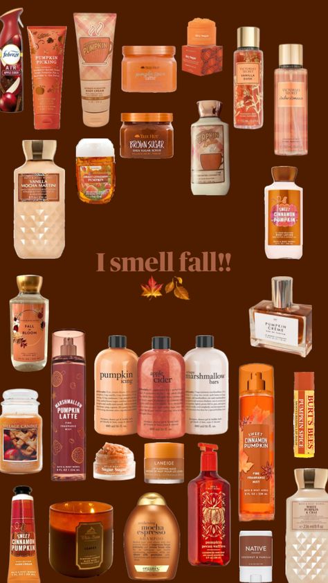 #august #fall #pumpkin #fyp #vibes #wallpaper #spooky #october Smell Like Fall, Fall Smells, Spooky October, Best Home Fragrance, Bath Supplies, Sephora Skin Care, Fun Fall Activities, Boo Basket, Body Creams