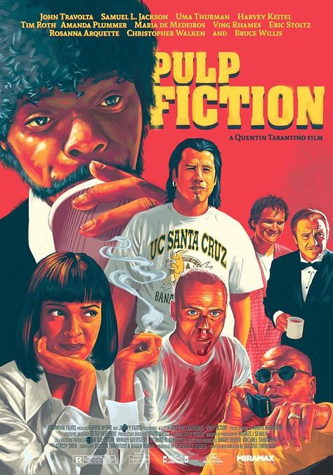 Pulp Fiction by Paul Gates - Home of the Alternative Movie Poster -AMP- Pulp Fiction Movie, Pulp Fiction 1994, Quentin Tarantino Films, Film Cult, Movie Synopsis, Tarantino Films, Vintage Films, Filmy Vintage, Film Vintage