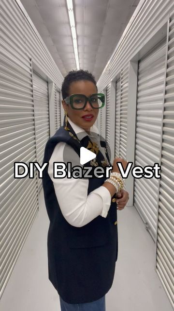 How To Match Outfits, How To Style A Blazer Vest, How To Make A Vest From A Shirt, Vest From Tshirt, Diy Vest From Shirt, Blazer To Vest Diy, Sweater Into Vest Diy, Women Wearing Ties Outfits, Blazer Ideas Women