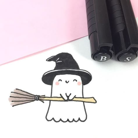 Pinterest:@wornflannel18 Witch Inktober, Happy October, Doodle Inspiration, Halloween Illustration, Halloween Drawings, Desenho Tattoo, Kawaii Halloween, Art Halloween, Halloween Celebration