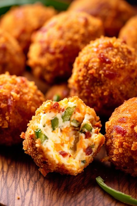 Bacon Jalapeño Popper Cheese Balls - That Oven Feelin Hot Canapes Ideas, Tapas Plank, Jalapeno Bites, Jalapeno Popper Bites, Hostess Snacks, Bacon Jalapeno Poppers, Party Bites, Stuffed Jalapenos With Bacon, Themed Food