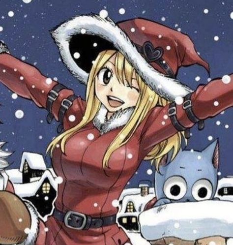 Natsu Fairy Tail, Natsu X Lucy, Fairy Tail Pictures, Anime Fairy Tail, Fairy Tail Lucy, Natsu And Lucy, Fairy Tail Art, Anime Christmas, Christmas Icons