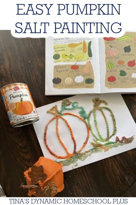 Easy Pumpkin Salt Painting: A Creative Fall Activity For All Ages. If you have never tried this art medium, a pumpkin salt painting is a fun and beautiful way to create a piece for display. Look at my pages How to Turn a Pumpkin Lapbook into a Fun Unit Study and Fall Season Unit Study and Free Lapbook for more ideas! And learn about the big round squash that signals fall is here. Dig into pumpkins literally and figuratively by studying them through lapbooks, crafts, activities, recipes & more Free Homeschool Planner, Curriculum Planner, High School Tips, Pumpkin Unit, Big Pumpkin, Pumpkin Books, Salt Painting, Biggest Pumpkin, Pumpkin Contest