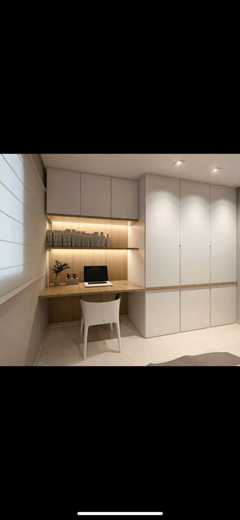 Wardrobe And Office Room, Desk And Wardrobe Combination, Bedroom Cupboard Designs, Wardrobe Interior Design, Wardrobe Design Bedroom, Home Office Storage, Cupboard Design, Bedroom Wardrobe, Bedroom Furniture Design