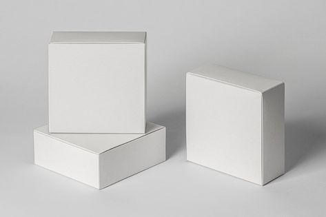 Psd Square Boxes Packaging Mockup 2 | Psd Mock Up Templates | Pixeden Packaging Mockup Free Psd, Square Box Template, Square Box Packaging, Square Box Design, Mockup Design Templates, Mockup Packaging Box, Box Mockup Free, White Box Packaging, Square Packaging