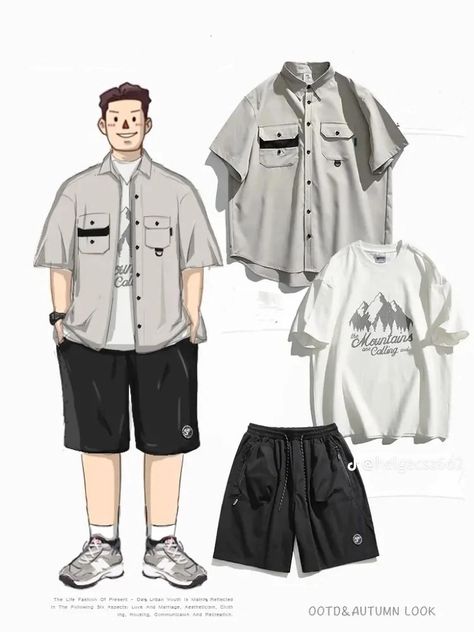 Outfit Cowo Gendut, Big Boy Outfits Guys, Chubby Boy Outfits, Chubby Boy Aesthetic, Fat Outfit Ideas, Outfits For Fat Men, Fat Guy Outfits, Fat Men Style, Chubby Guy Outfits