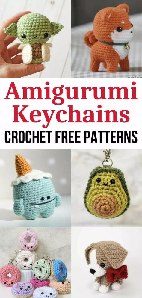 14 Quick and Easy Crochet Keychains for Bags (Stashbuster!) - Little World of Whimsy Amigurumi Keychain Free Pattern, Novelty Crochet, Crochet Amigurumi Keychain, Crochet Keyring Free Pattern, Knitted Keychain, Crochet Keyrings, Crochet Stuffies, Keychain Patterns, Crochet Keychains