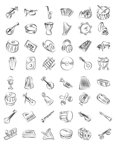 What Is Music, Music Line, Music Notes Drawing, Music Tools, Musical Instruments Drawing, Music Doodle, Music Notes Tattoo, Photoshop Shapes, Drawn Icons