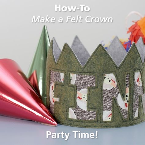 Fabric Crown Template, Felt Birthday Crown Diy, Diy Birthday Crown, Crown Template, Fabric Crown, Felt Crown, Crown For Kids, Crown Party, Diy Crown