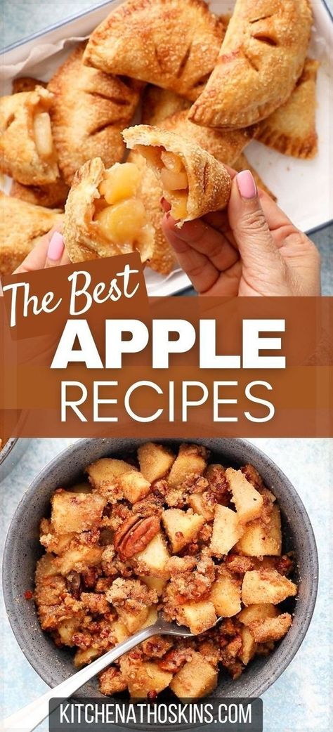 Discover a collection of fresh apple recipes that are easy, mostly healthy and perfect for Fall baking or breakfast. These Autumn baked goods are the answer when you are wondering what to do with a lot of apples when you go for apple picking. Get the easy recipes with apples at kitchenathoskins.com. Green Apple Deserts, Canned Apple Recipes Easy, Soft Apple Recipes, Soft Apples What To Do With, Dried Apple Recipes, Easy Fresh Apple Recipes, Easy Apple Recipes Quick, Meals With Apples, Fresh Apples Recipes Easy