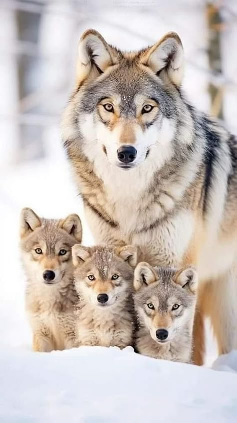 Wolf With Cubs, Beautiful Wolves Photography, Wolf And Pup, Volpe Artica, Pictures Of Wolves, Female Wolf, Grey Wolves, Baby Wolves, Wolf Family