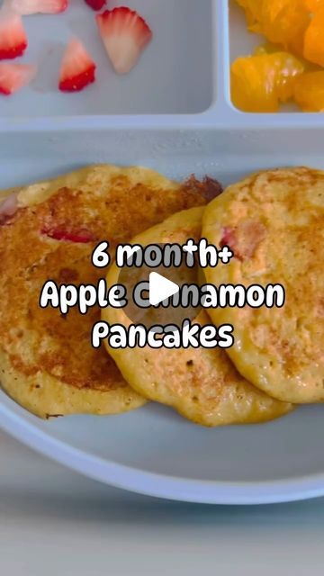 Baby Food Essentials, 9 Month Baby Food, 6 Month Baby Food, Apple Cinnamon Pancakes, Baby Solid Food, Baby Breakfast, Baby Pancakes, Apple Breakfast, Cinnamon Pancakes