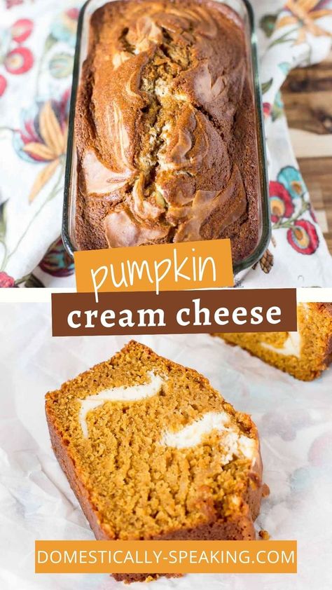 Warm up your home with the inviting aroma of freshly baked Pumpkin Cream Cheese Loaf. A slice of this cozy goodness pairs perfectly with your favorite fall beverage. Pumpkin Cream Cheese Bread, Cream Cheese Swirl, Cream Cheese Bread, Cheese Bread Recipe, Pumpkin Cream Cheese, Pie Pumpkin, Cheese Pumpkin, Pumpkin Cream Cheeses, Best Bread