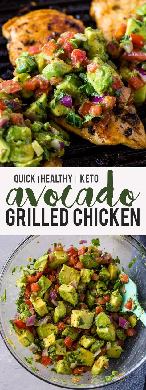 Grilled Chicken With Avocado, Chicken With Avocado Salsa, Chicken With Avocado, Grilled Chicken Avocado, Gimme Delicious, Chicken Food Recipes, Grilled Avocado, Healthy Grilling, Avocado Salsa