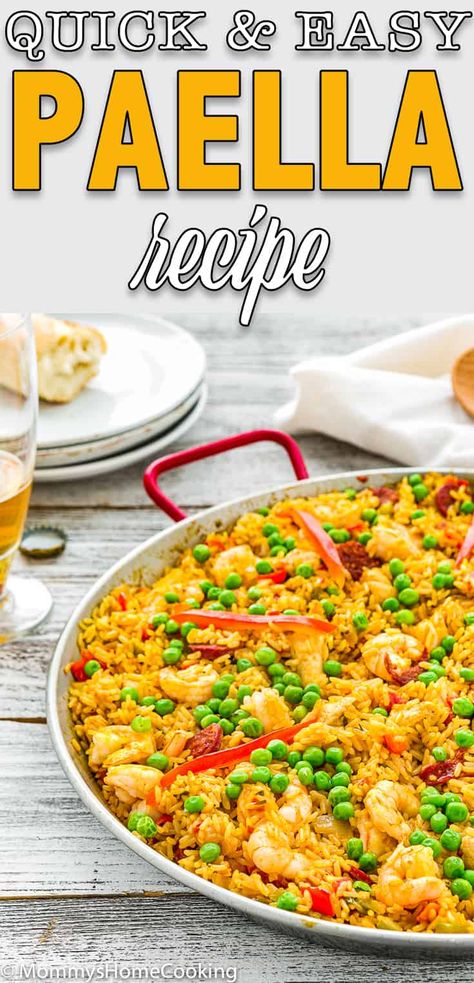 Shrimp And Chicken Paella, Quick Paella Recipe, Paella Recipe Chicken Shrimp, Prawn Paella Recipe, Easy Chicken Paella Recipe, Chicken And Prawn Paella, Paella For Two, Simple Paella Recipe, Paella Rice Recipes