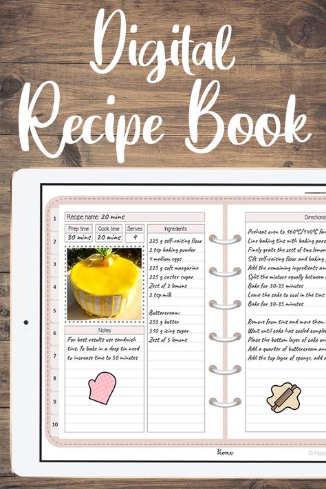 Digital Recipe Book for Goodnotes app. Includes 400 stickers to decorate your recipe book.   #digitalplanning #digitalplanner #digitalplanners #goodnotes #ipadplanner #goodnotes5 #digitalrecipebook #happydownloads Recipe Digital Planner, Free Digital Recipe Book Goodnotes, Good Notes Recipe Book, Goodnotes Cookbook Template, Goodnotes Recipe Template Free, Digital Recipe Book Template Free, Free Digital Recipe Book, Digital Cookbook Template, Cookbook Design Template