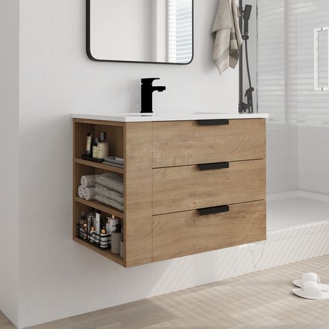 Ikea Floating Cabinet Bathroom, Bathroom Sink In Bedroom, Bathroom Cabinets Floating, Sink Furniture Bathroom, Floating Bathroom Counter, Modern Single Sink Vanity, Extra Small Bathroom Vanity, Single Bathroom Vanity Storage, Narrow Bathroom Sink Vanity