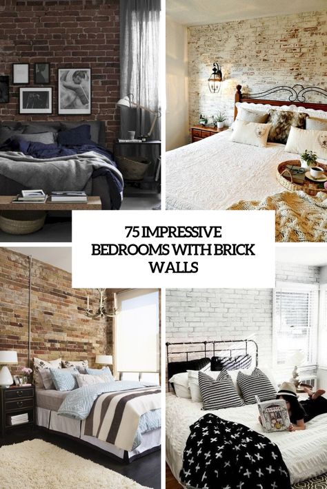 75 Impressive Bedrooms With Brick Walls Brick Veneer Bedroom Wall, Bedroom Design Brick Wall, Industrial Brick Wall Bedroom, Painted Brick Bedroom Wall, Bedroom Ideas With Brick Wall, Faux Brick Wall Bedroom Ideas, Fake Brick Wall Bedroom, Faux Brick Wall Panels Bedroom, Brick Wall Bedroom Decor Ideas