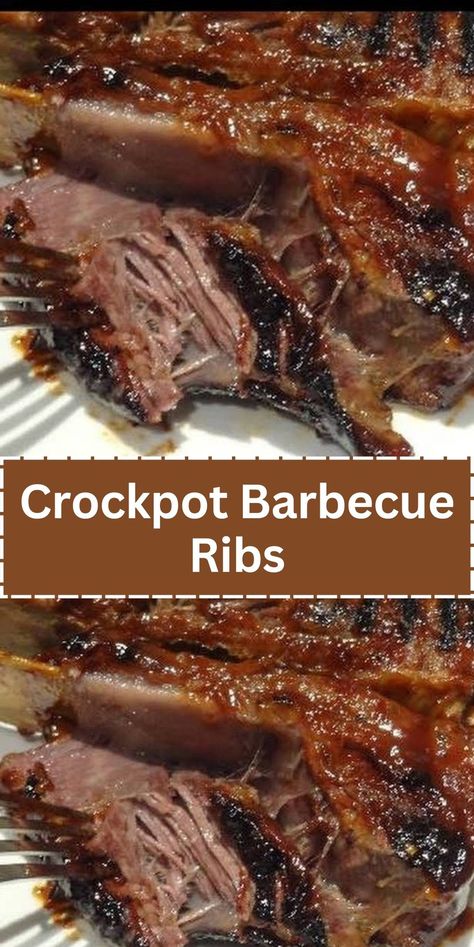 Crockpot Barbecue Ribs Beef Ribs Crockpot, Crockpot Recepies, Crockpot Barbecue, Crockpot Bbq Ribs, Slow Cooker Ribs Recipe, Crockpot Foods, Barbecue Ribs Recipe, Boneless Pork Ribs, Crockpot Ribs