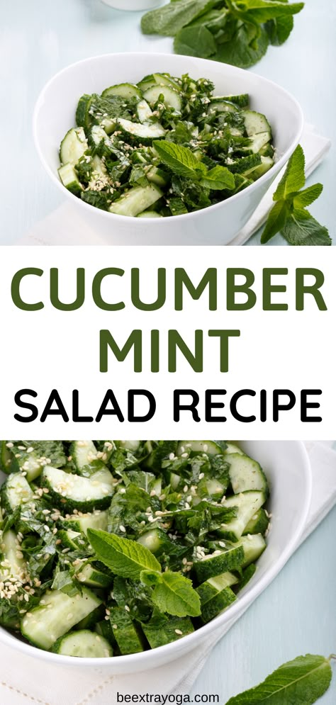 Salads With Basil And Mint, Zucchini Mint Recipes, Fresh Mint Salad, Mint Dinner Recipes, Salads With Mint Leaves, Cucumber Salad With Mint, Cucumber And Mint Salad, Roasted Cucumber Recipes, Mint Recipes Dinner