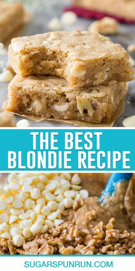 This is the best chewy blondie recipe! Buttery, soft, and simple to make (no mixer required!) I think you’re going to really love these! Best Blondie Recipe, Chewy Blondies Recipe, Best Blondies, Best Blondies Recipe, Chewy Blondies, Blondie Recipe, Blondies Recipe, Recipes Beef, Cookie Bar Recipes