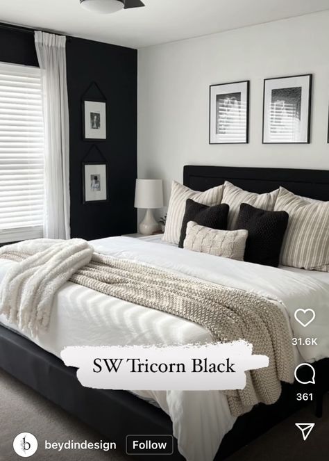 Black White And Grey Bedroom, Black And Grey Bedroom, Christmas Home Exterior, Black White Bedrooms, Black And White Bedroom, Black Bedroom Decor, Black Bed Frame, Christmas Homescreen, Future Apartment Decor