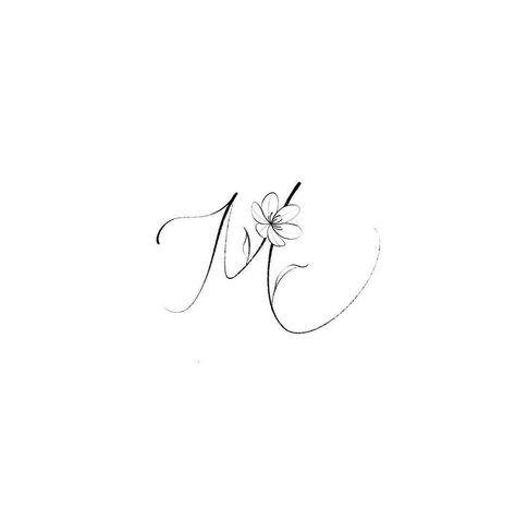 M Tattoo With Flowers, Mom Initial Tattoo, Mm Tattoo Ideas, M Tattoos Letter, J And M Tattoo, Letter M Tattoo Designs, Initial M Tattoo, Small M Tattoo, M Tattoo Letter Initial