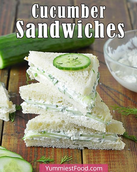 Cucumber Sandwiches Recipes, Cream Cheese Sandwiches, Cucumber Sandwich, Cucumber Tea Sandwiches, Tea Party Sandwiches, Tea Sandwiches Recipes, Sandwiches Recipes, Party Sandwiches, Cucumber Sandwiches