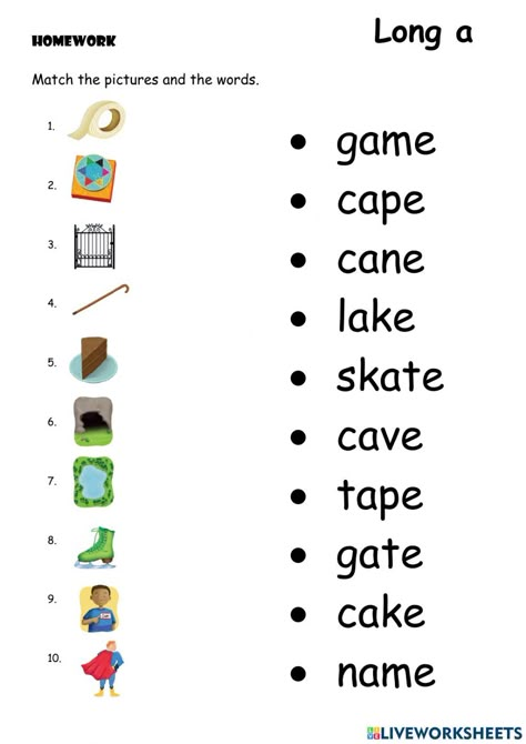 Long vowels interactive exercise for 3. You can do the exercises online or download the worksheet as pdf. A_e Words Long Vowels, Long A Short A Activities, Long A Vowel Activities, A-e Words, Long Vowel Magic E Worksheets, Long Vowel Words Worksheet, A_e Words, Long A Vowel Worksheets, Long A Sound Words Worksheet