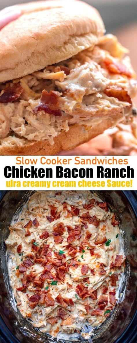 Slow Cooker Bacon Ranch Chicken Sandwiches, Crockpot Chicken Bacon Ranch Sandwiches, Cheesy Bacon Ranch Shredded Chicken, Chicken Bacon Ranch Sandwich Slow Cooker, Slow Cooker Chicken Bacon Ranch Sandwich, Chicken Bacon Ranch Slow Cooker, Chopped Chicken Bacon Ranch Subs, Pulled Meat Sandwiches, Chicken Bacon Ranch Sliders Crockpot